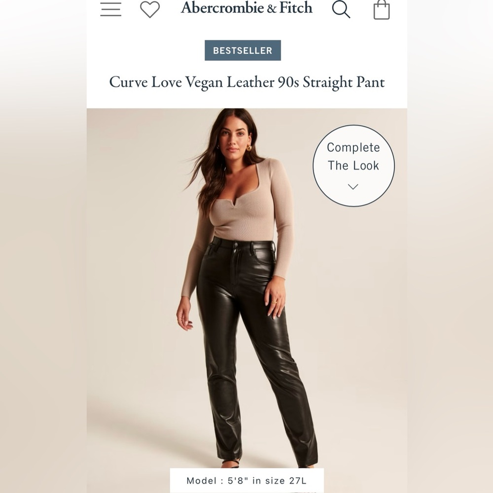 Abercrombie curve vegan leather 90’s straight pants women’s 26 long